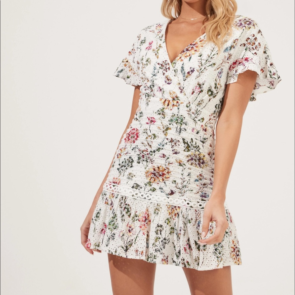 NWOT ASTR the Label Floral Eyelet Mini Dress